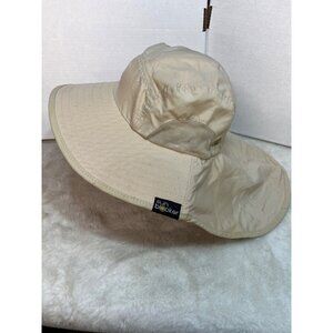 Sun Blocker Wide Brim Sun Hat With Neck Flap Beige